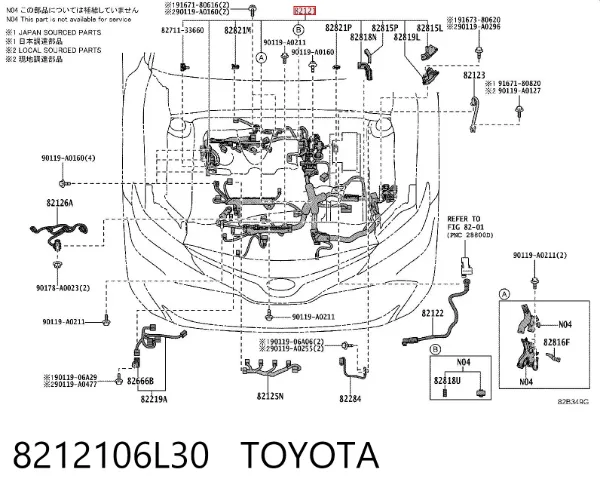 Жгут проводов моторного отсека 8212106L30 Toyota