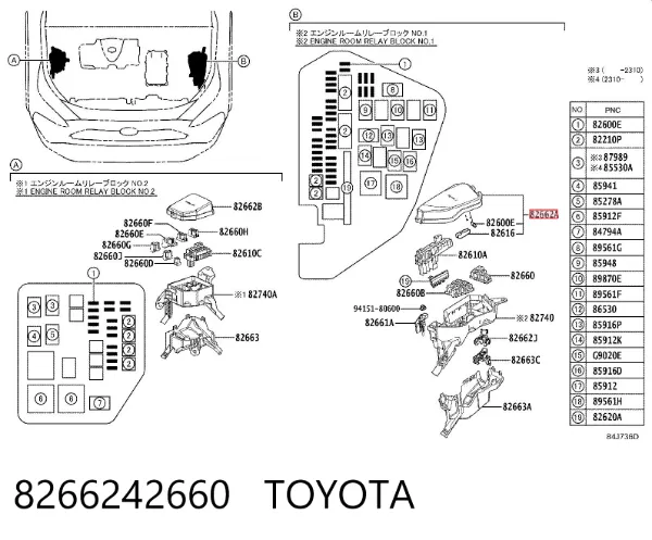 Крышка блока предохранителей 8266242660 Toyota