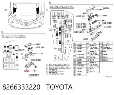 Корпус блока предохранителей TOYOTA 8266333220