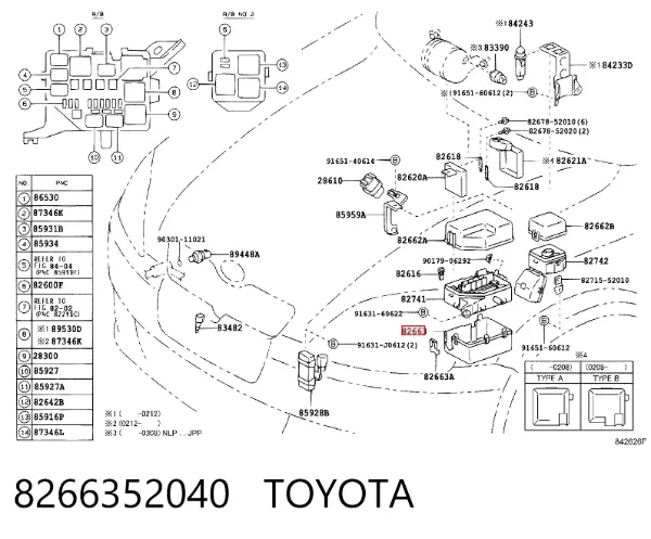 Корпус блока предохранителей 8266352040 Toyota