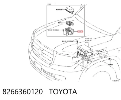 Корпус блока предохранителей TOYOTA 8266360120