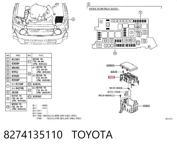 Блок реле 8274135110 Toyota