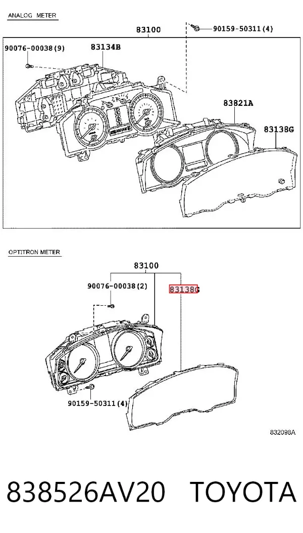 Стекло щитка приборов 838526AV20 Toyota