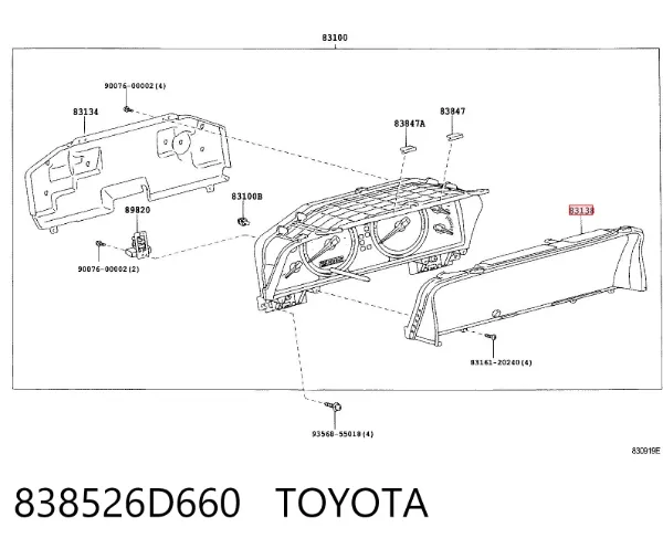 Стекло щитка приборов 838526D660 Toyota