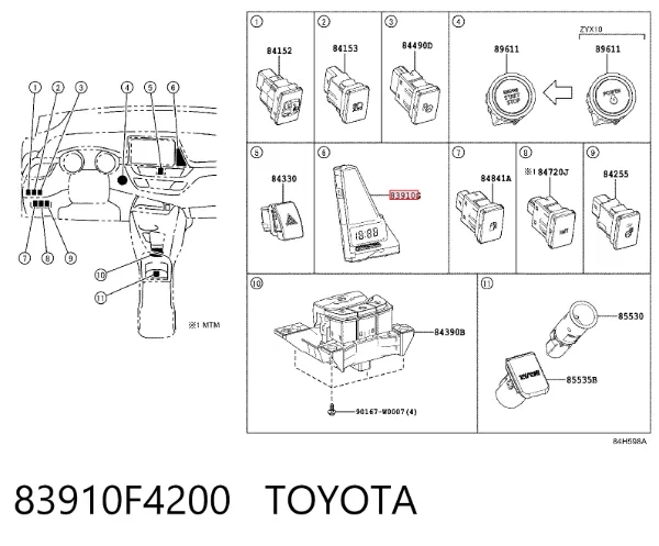 Часы салонные 83910F4200 Toyota