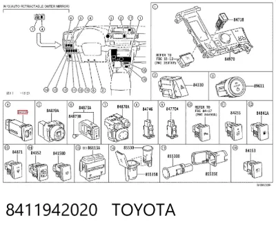 Кнопка (регулятор) корректора фар TOYOTA 8411942020
