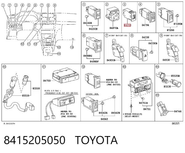 Кнопка (регулятор) корректора фар 8415205050 Toyota