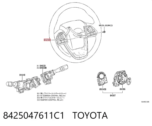 Блок кнопочных переключателей рулевого колеса 8425047611C1 Toyota
