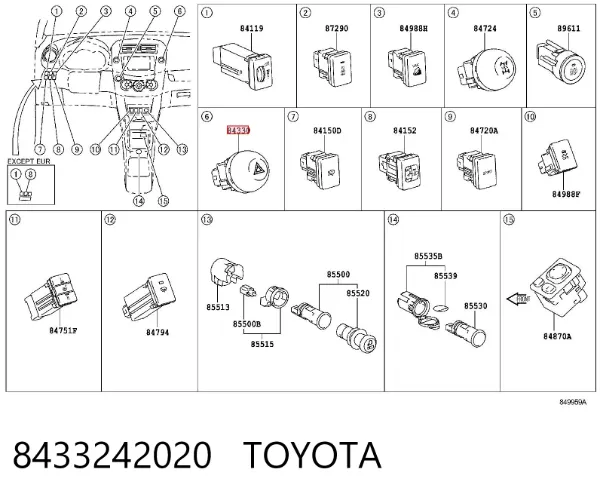 Кнопка аварийки 8433242020 Toyota