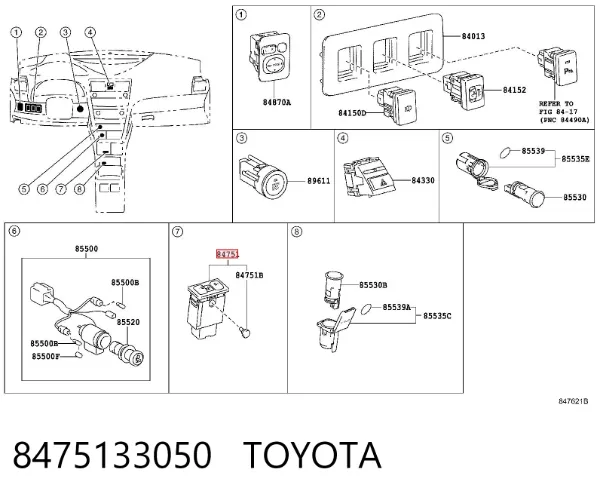 Кнопка включения обогрева сиденья 8475133050 Toyota
