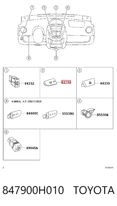 Кнопка включения обогрева заднего стекла TOYOTA 847900H010