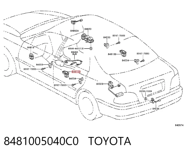 Кнопочный блок управления стеклоподъемником задний 8481005040C0 Toyota