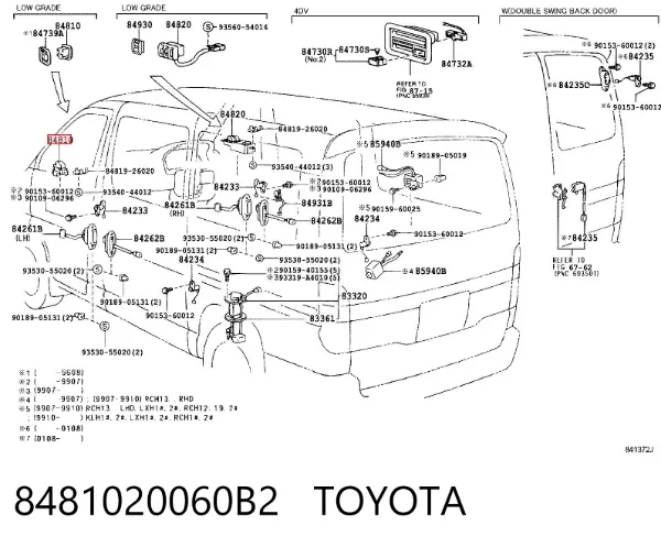 Кнопка стеклоподъемника передняя 8481020060B2 Toyota