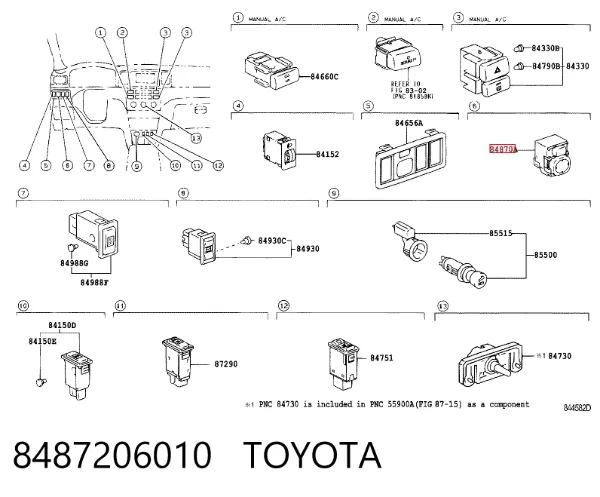 Регулятор зеркал 8487206010 Toyota