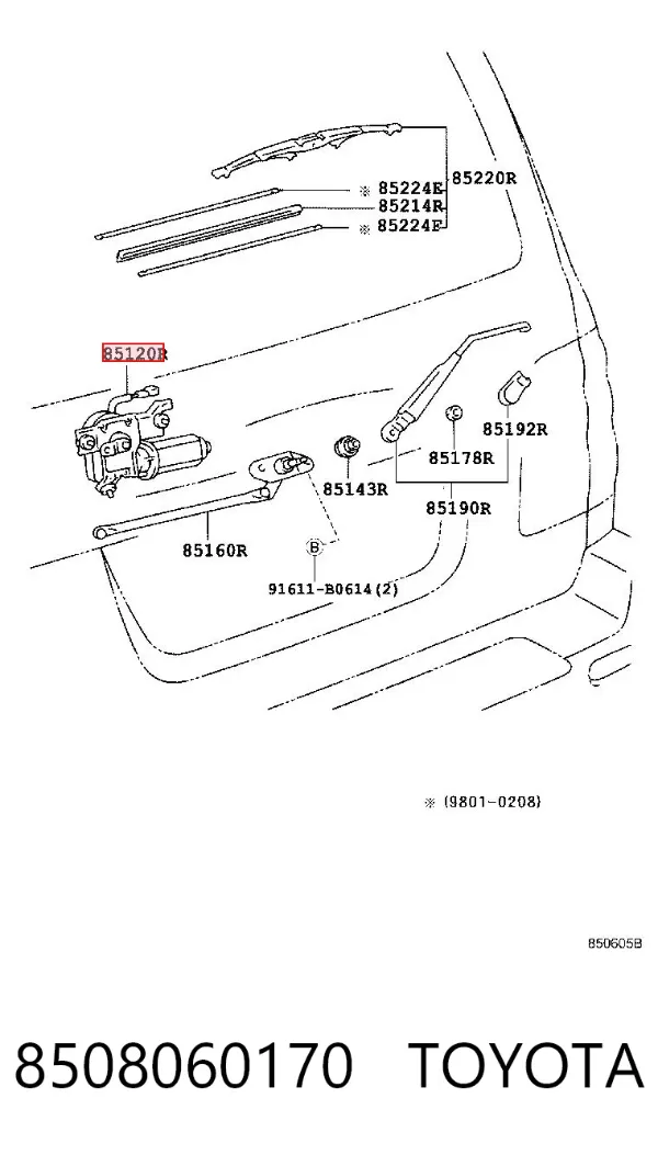 Моторчик заднего дворника 8508060170 Toyota