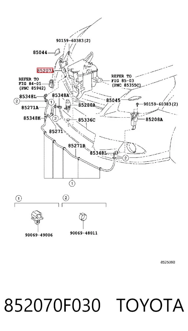 Форсунка омывателя фары передней правой 852070F030 Toyota