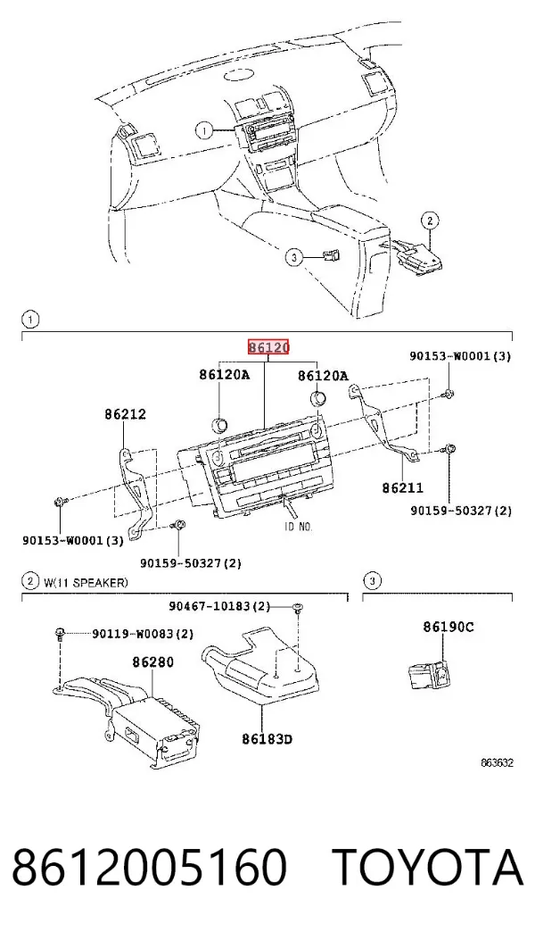 Магнитола 8612005160 Toyota