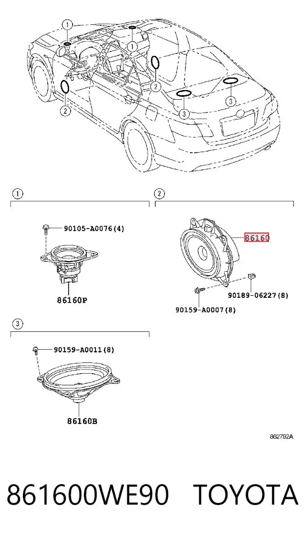 Динамик передней двери 861600WE90 Toyota