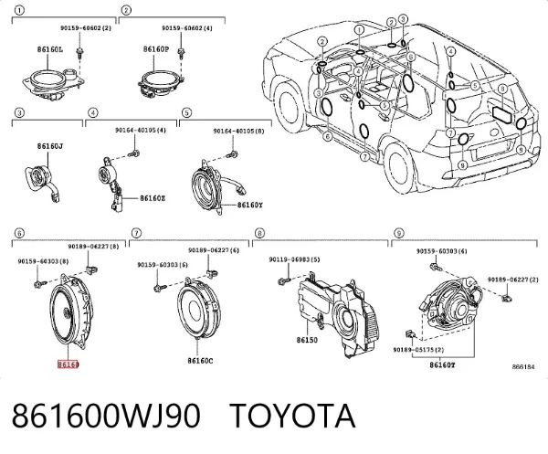 Динамик передней двери 861600WJ90 Toyota