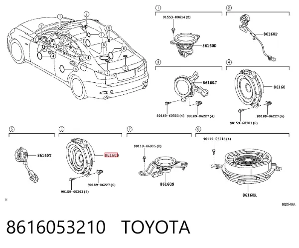 Динамик передней двери 8616053210 Toyota