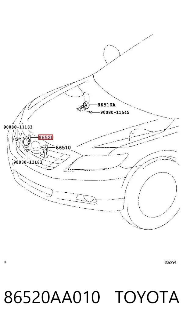Звуковой сигнал 86520AA010 Toyota