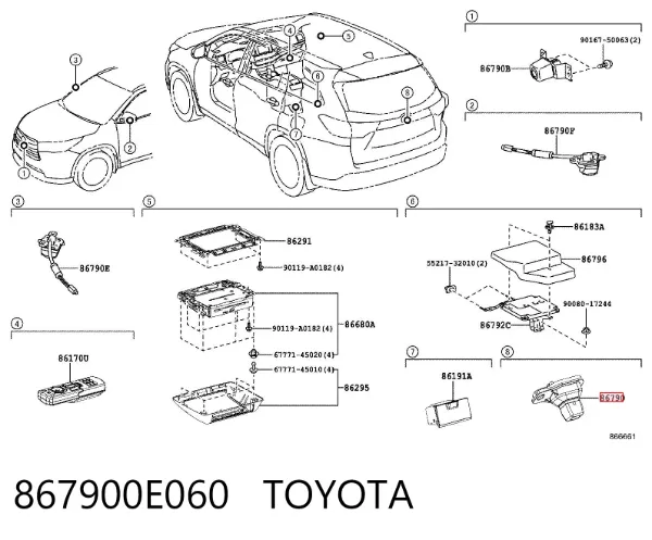 Камера заднего вида 867900E060 Toyota