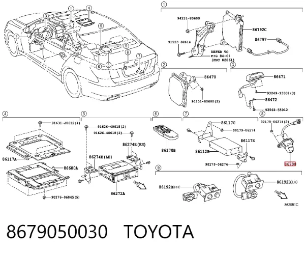 Камера заднего вида 8679050030 Toyota