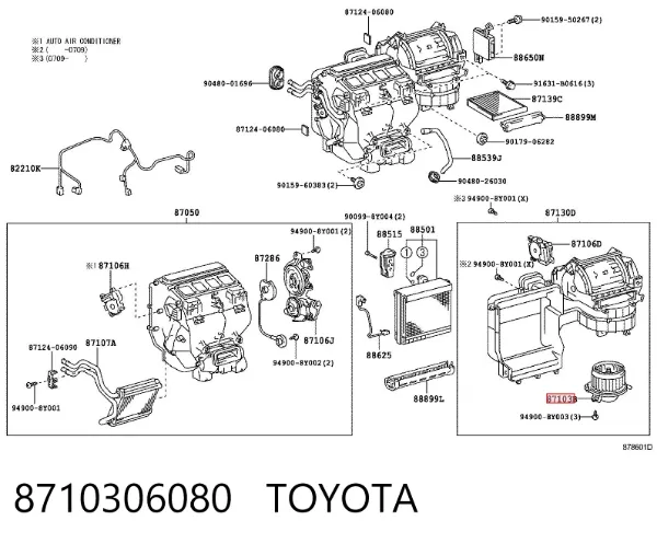 Вентилятор печки 8710306080 Toyota