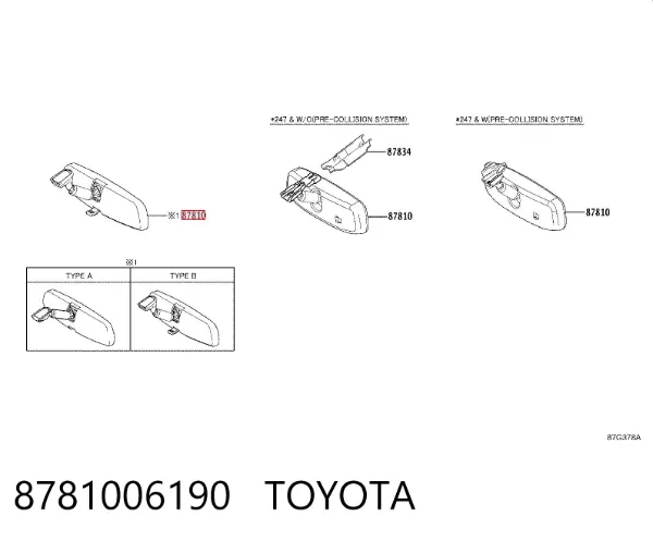 Зеркало заднего вида 8781006190 Toyota