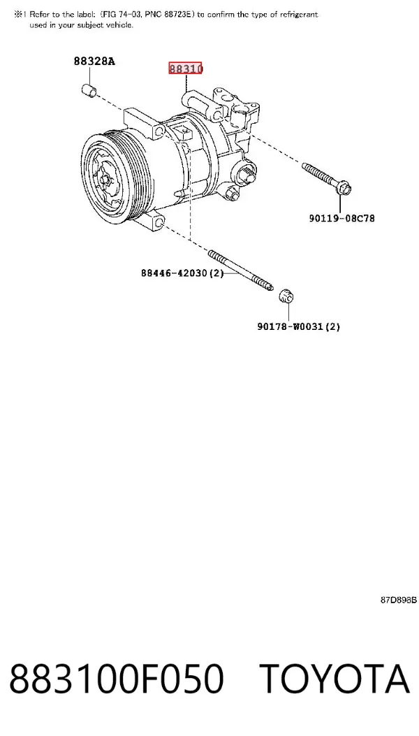 Компрессор кондиционера 883100F050 Toyota