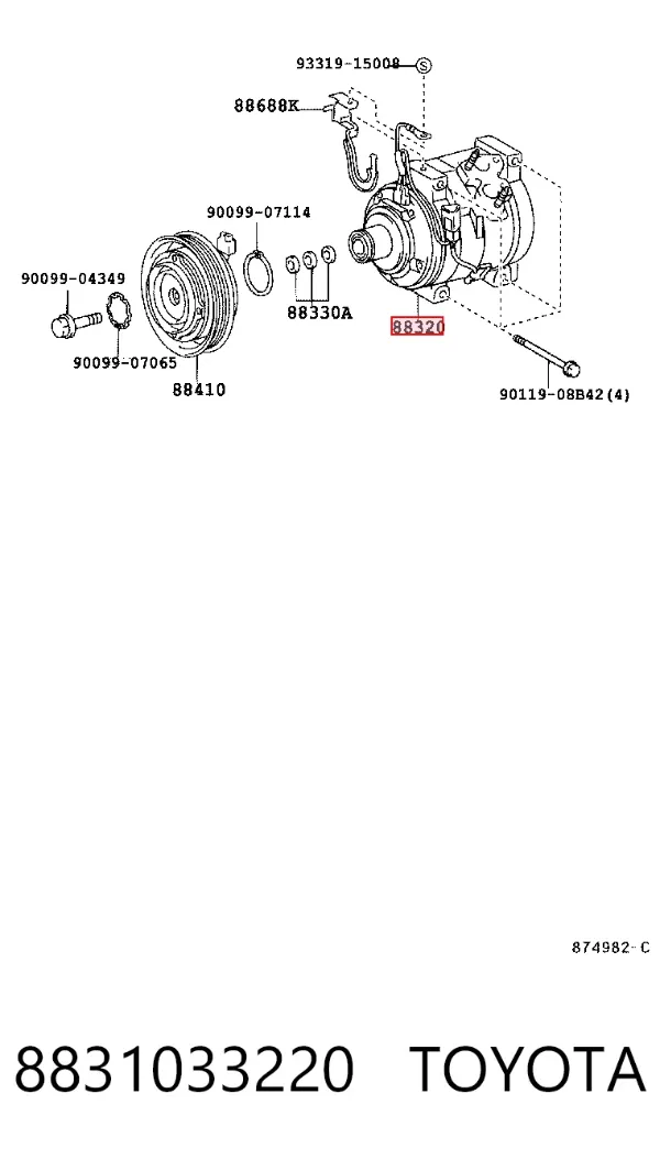 Компрессор кондиционера 8831033220 Toyota