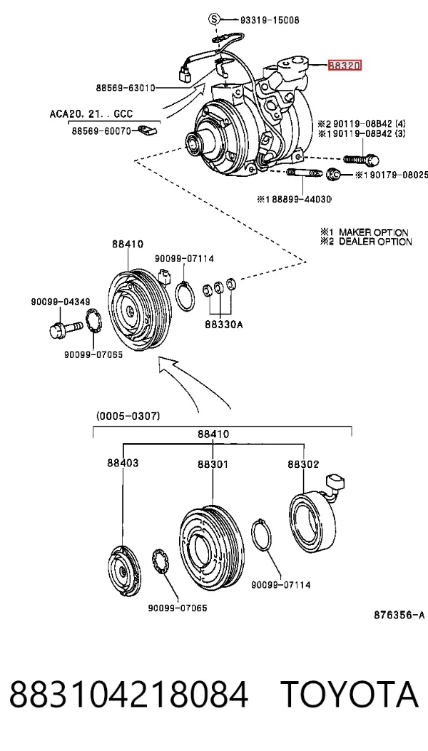 Компрессор кондиционера 883104218084 Toyota