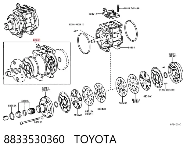 Ремкомплект компрессора кондиционера 8833530360 Toyota