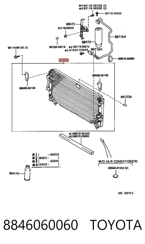 Радиатор кондиционера 8846060060 Toyota