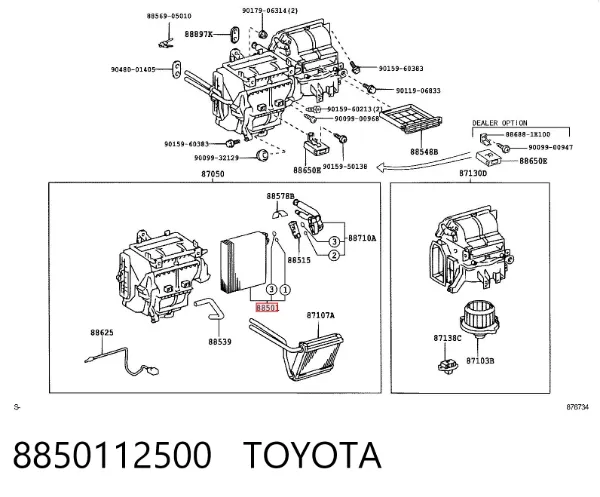 Испаритель кондиционера 8850112500 Toyota