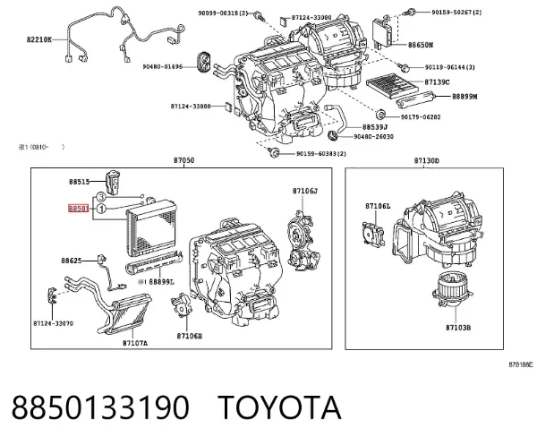 Испаритель кондиционера 8850133190 Toyota