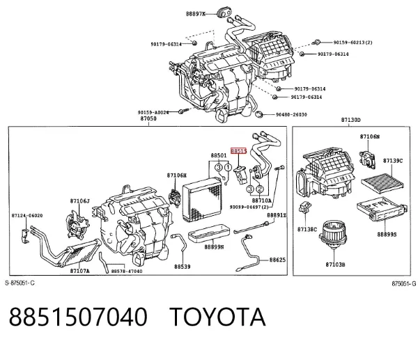 Клапан TRV кондиционера 8851507040 Toyota