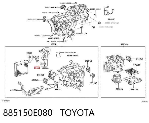 Клапан TRV кондиционера 885150E080 Toyota