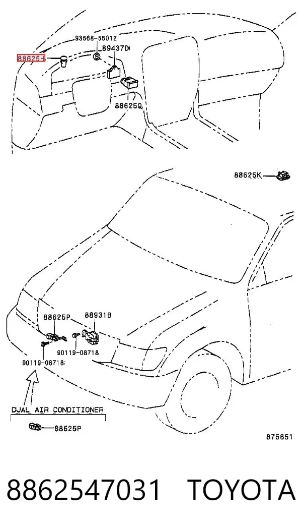 Датчик освещения 8862547031 Toyota