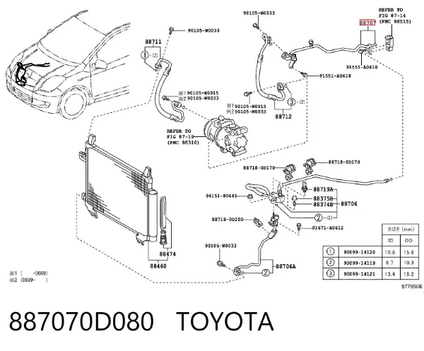  887070D080 Toyota