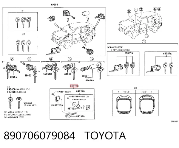 Ключ-заготовка 890706079084 Toyota