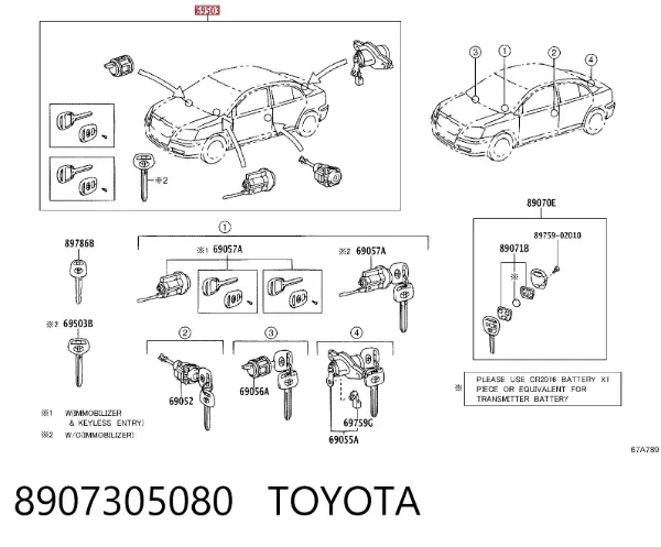 Личинки замков Toyota Avensis II