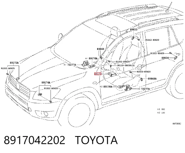 Модуль-процессор управления подушкой безопасности (ЭБУ AIRBAG) 8917042202 Toyota