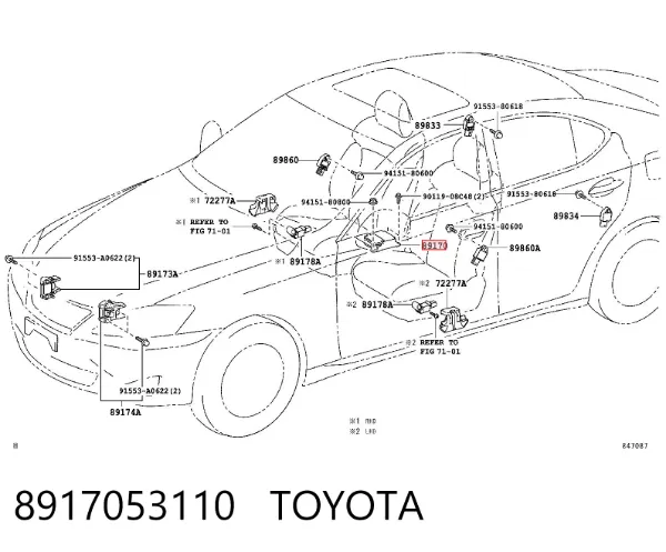 Модуль-процессор управления подушкой безопасности (ЭБУ AIRBAG) 8917053110 Toyota