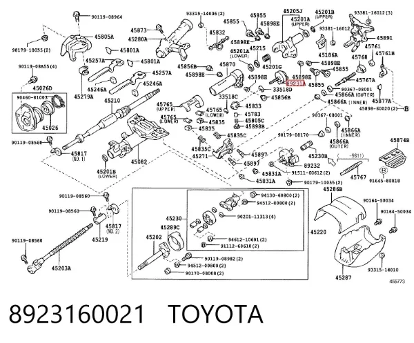 Мотор перемещения рулевой колонки (механизма наклона) 8923160021 Toyota