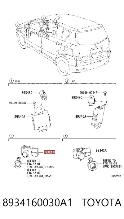 Датчик сигнализации парковки (парктроник) передний боковой TOYOTA 8934160030A1