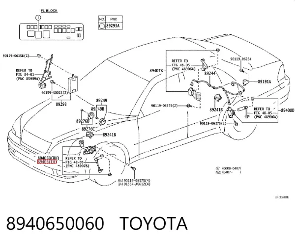 Датчик уровня положения кузова передний левый 8940650060 Toyota