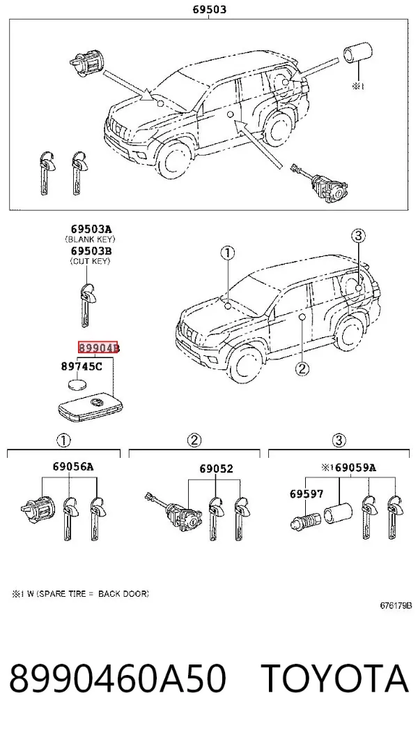 Ключ замка зажигания 8990460A50 Toyota