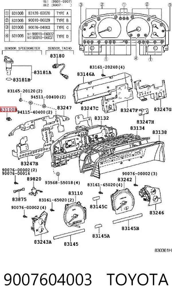 Лампочка панели приборов 9007604003 Toyota