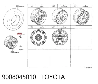 Клапан контроля давления воздуха в шине TOYOTA 9008045010
